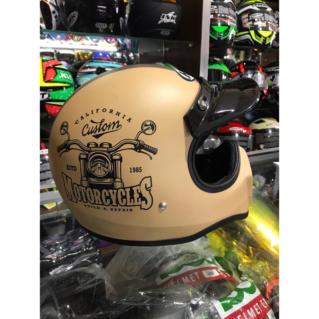 Helm Cakil Retro HBC CUSTOM MOTORCYCLES (KARDUS)