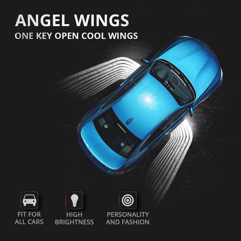 Angel Wings Car Welcome Light Automobile Decorative Shadow Light Projector Car LED Door Warning Lamps White/Blue/Red