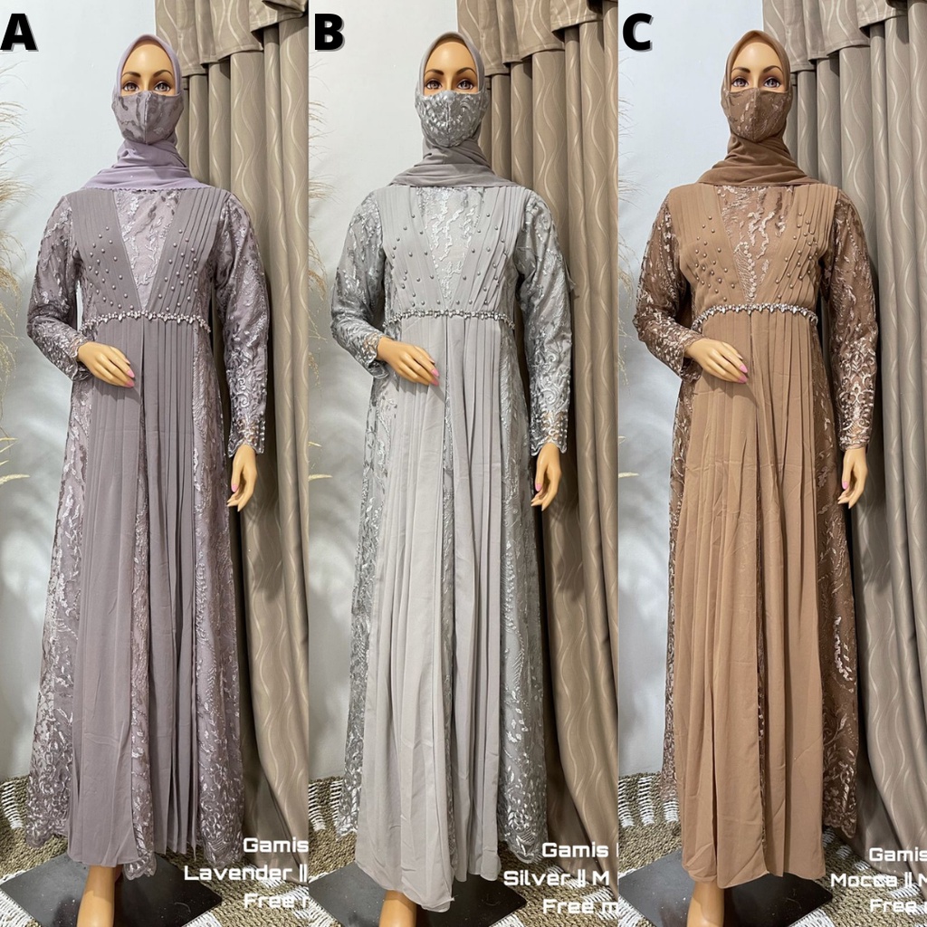 Gamis Tulle Malika Full Furing Mocca Dan Pilihan Warna