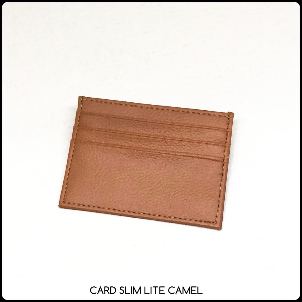 Dompet Kartu Card Holder Pria Cowok Wanita Cewek TANPA MERK SLIM LITE LIGHT CAMEL COKLAT MUDA Kulit 