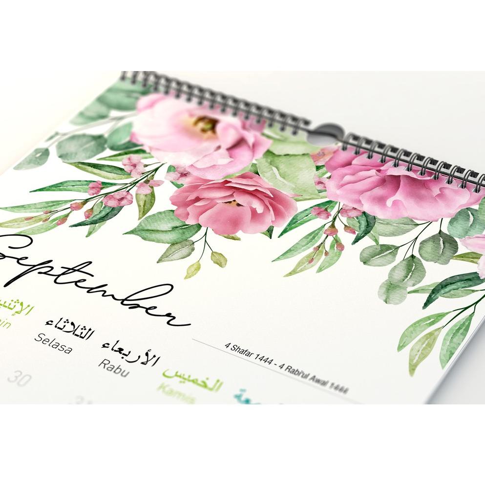 

[KODE MFQRJ] 2022 Kalender Puasa, Kalender Dinding SPIRAL Masehi Hijriyah ukuran A3+ Tema Floral