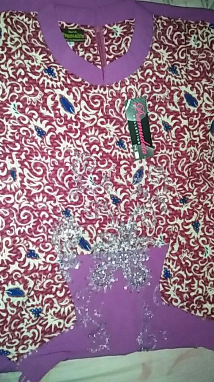 Gamis Polos Wolfis Kombinasi Batik Full Payet Premium Dress Muslimah