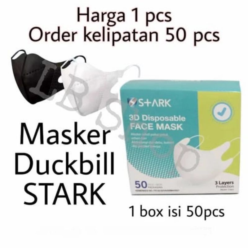 Face mask duckbill HITAM protective 3ply (50pc) masker duck bill