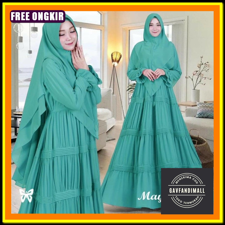 Trend Model Baju Gamis Remaja Terbaru Muslimah Kekinian 2022 Gamis Syari Opnaisel Maya - Hijau