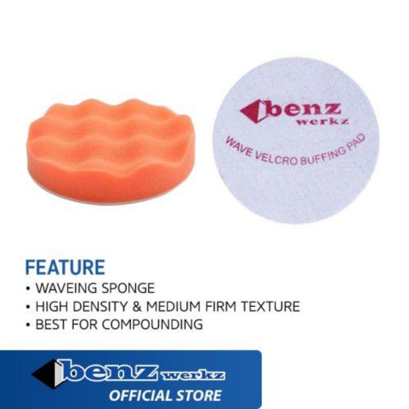 WAVE VELCRO BUFFING PAD 7 INCH MERK BENZ/BUSA POLES MOBIL ORANGE 2PC