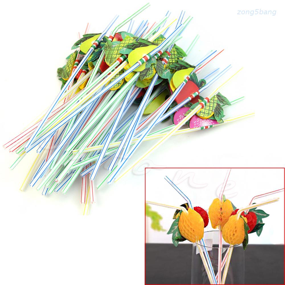 Zong 50pcs Sedotan Minuman Cocktail Bentuk Payung Buah 3d Tema Hawaii Shopee Indonesia
