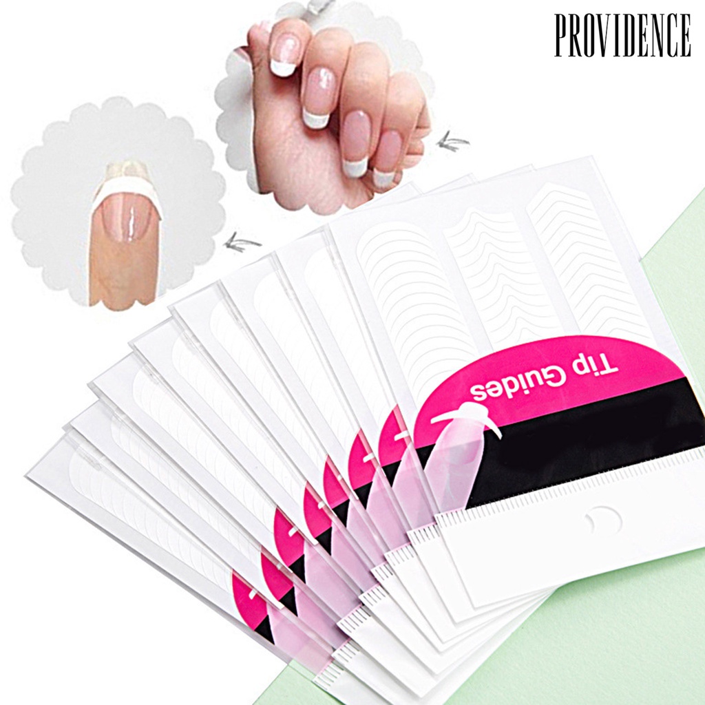 Providence 10Pcs/50Pcs Ultra Thin Nail Line Tip Images Printing White Stencil Tip Guide French Manicure Decals for Female