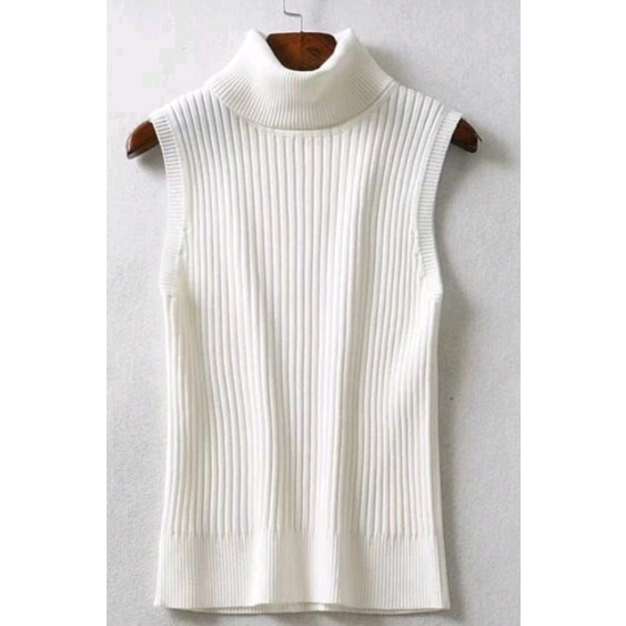 Turtle Neck Tanktop Rajut / Tank top kerah tinggi rajut wanita / Inner Manset