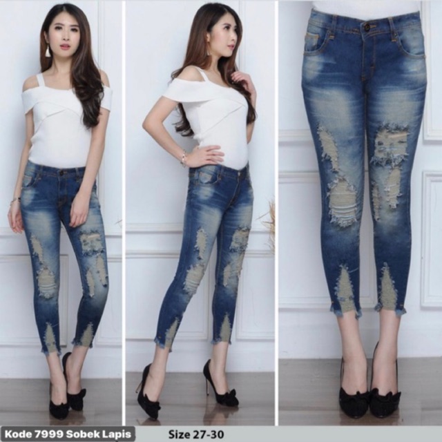  Celana  jeans  ripped wanita 7 9 celana  jeans  cewek 7 9 