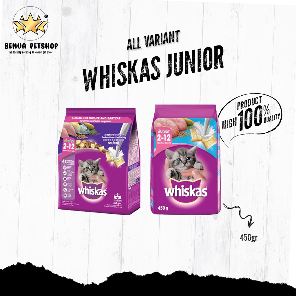 Makanan Kucing kering murah WHISKAS JUNIOR 450gr