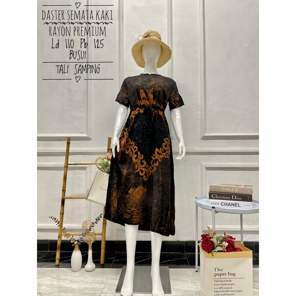 Hot Sale ! Daster Long Semata Kaki abstrak cap - Daster Twill Rayon - Daster Jumbo lengan pendek - Daster Batik Usman kekinian-24