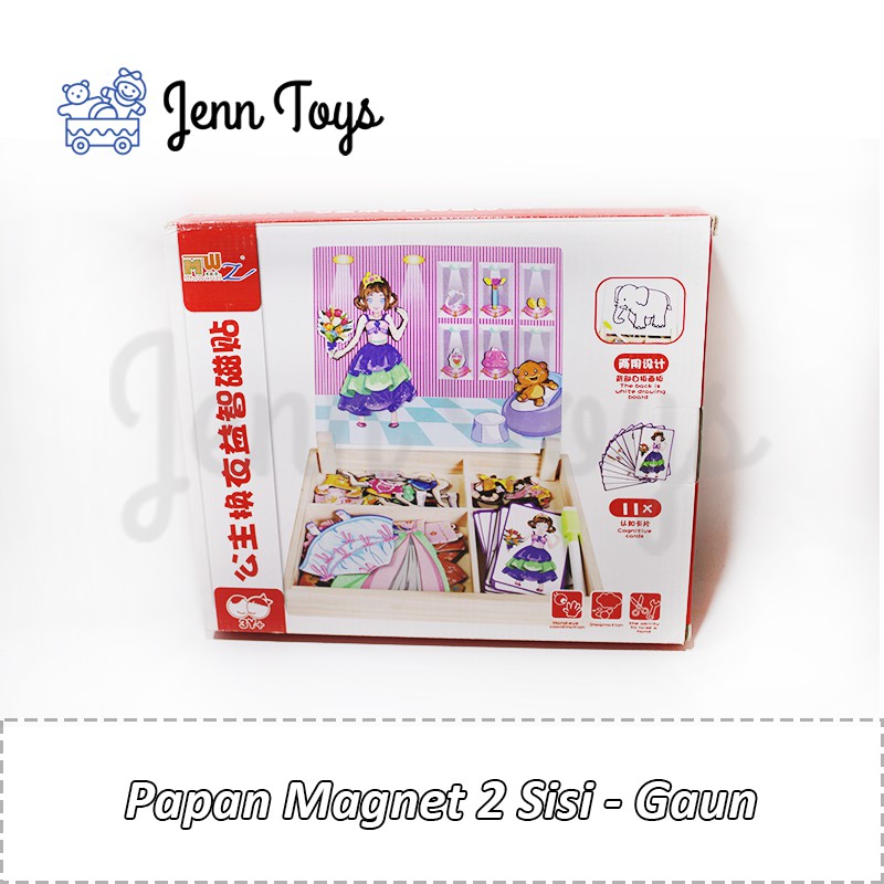 JennToys - Papan Tulis Anak Balita PAUD Edukasi Dini - Papan Magnet 2 Sisi - Grup 1