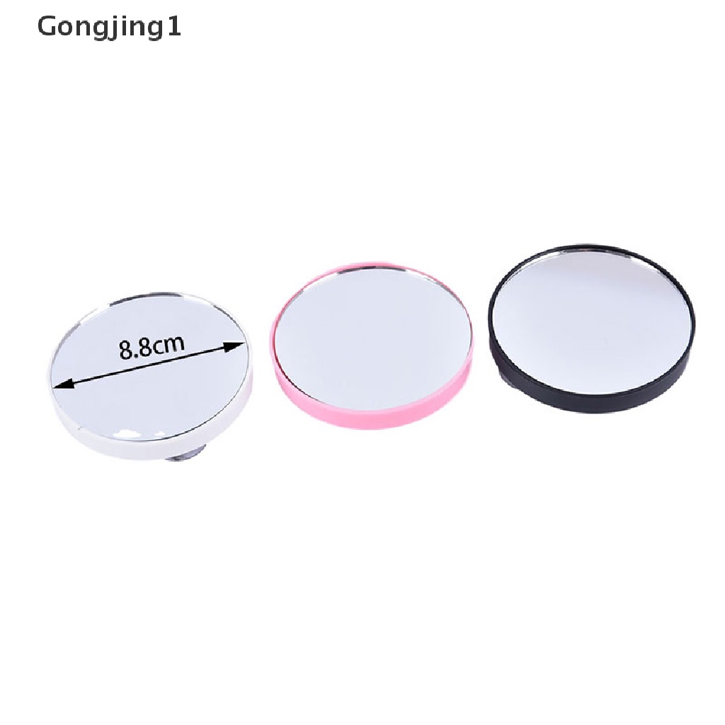 Gongjing1 Cermin Makeup Bulat Portable 5X 10X Pembesaran Dengan Dua Suction Cup