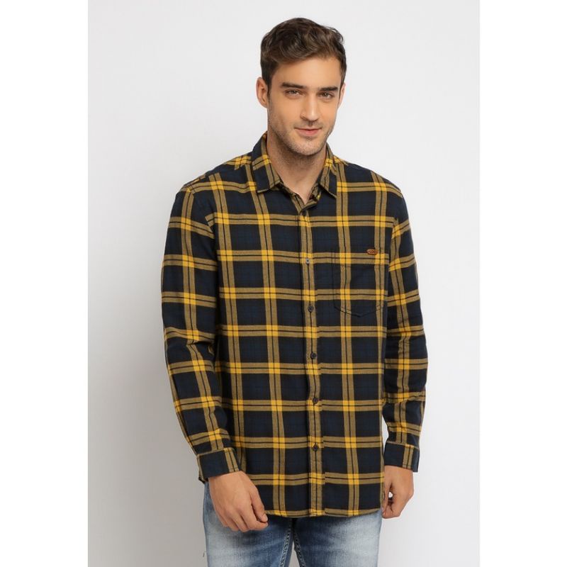 Baju Kemeja Lois pria lengan panjang kotak-kotak LOIS ORIGINAL