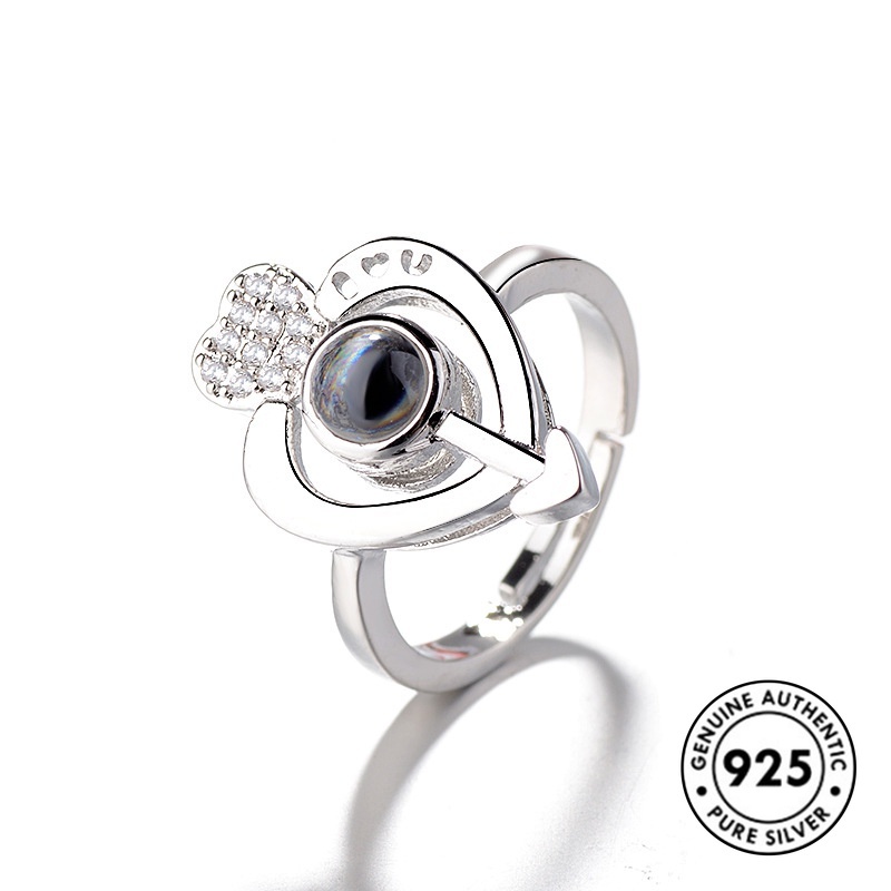 Cincin Berlian S925 Silver Bentuk Hati