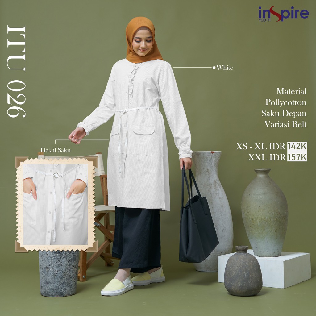 Inspire Tunik ITU 26 Bahan Potty Cotton Tunik wanita muslimah masa kini Bisa COD