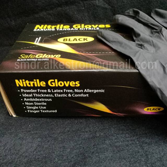 Safe glove nitrile black/hitam sarung tangan onehealth/onemed