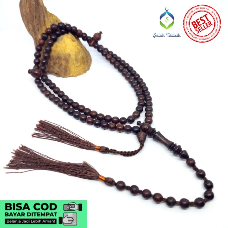 Tasbih Kayu Galih Asem Model Kuncir, Size 6mm Dan 8mm_COD