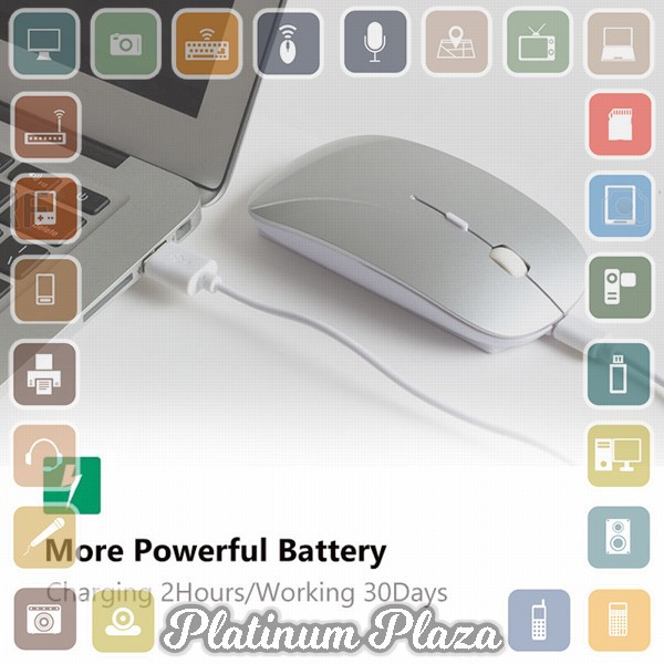 Taffware Mouse Bluetooth 4.0 Rechargeable - M8120G - Silver`KT1SOA-