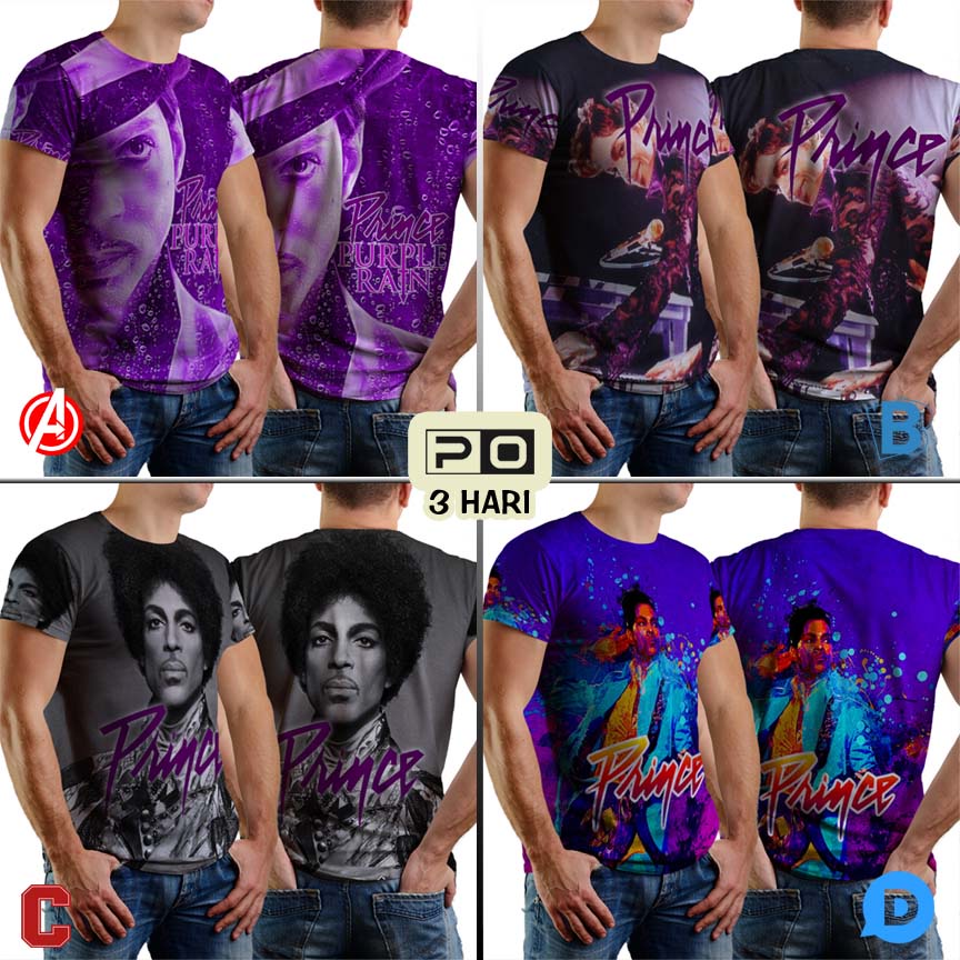 Kaos Prince Purple Rain Tshirt Fullprint Bahan Polyester Jersey