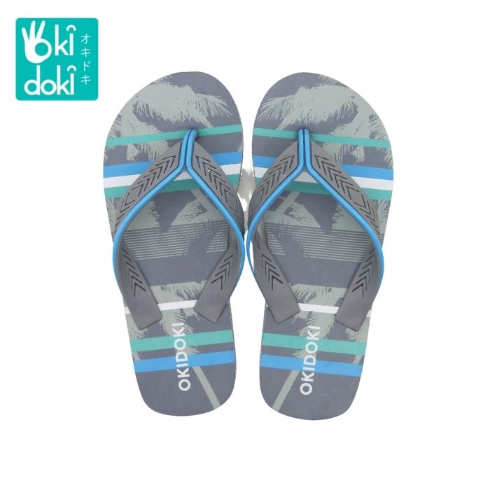 OKIDOKI Boy Slippers Stripe Grey 79215 - Sandal Anak Laki-laki