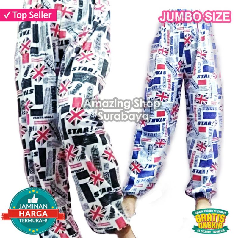 Celana Jogger Santai Wanita Motif Koran Size Jumbo Amazing Shop Murah