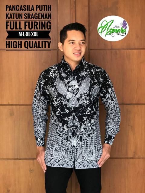 Batik Solo GARUDA PANCASILA Kemeja Pria Katun Halus Sragenan Full Furing