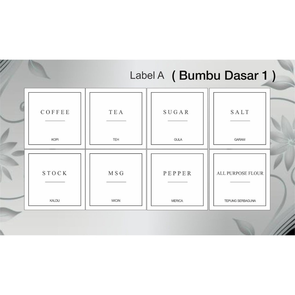 

LABEL NAMA BUMBU DAPUR MINIMALIS READY STOCK ukuran 5x5 waterproof organizer TAHAN AIR KUE