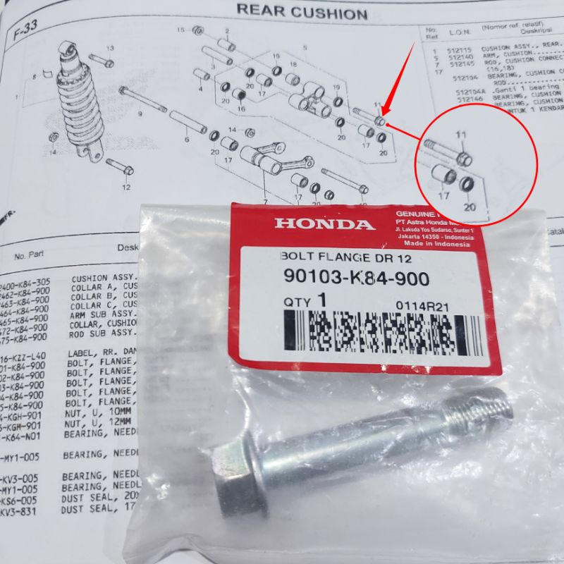 Baut Unitrack Honda CRF 150 Original