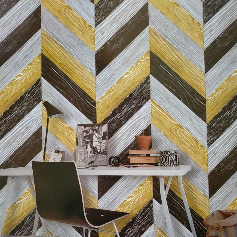 wallpaper dinding 3D kayu geometric