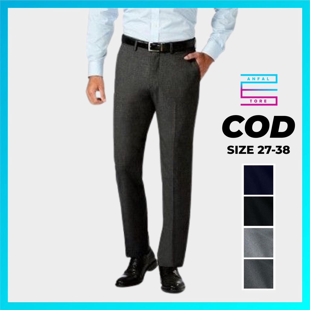 CELANA KANTOR FORMAL KERJA PRIA SLIMFIT BAHAN DASAR KAIN WOLL