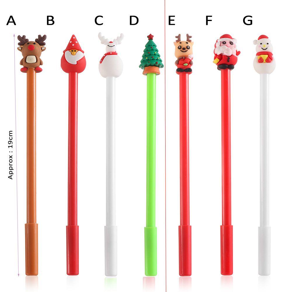 R-flower 2 / 5 Pcs Pulpen Gel Motif Santa Claus / Rusa / Boneka Salju Untuk Dekorasi Natal