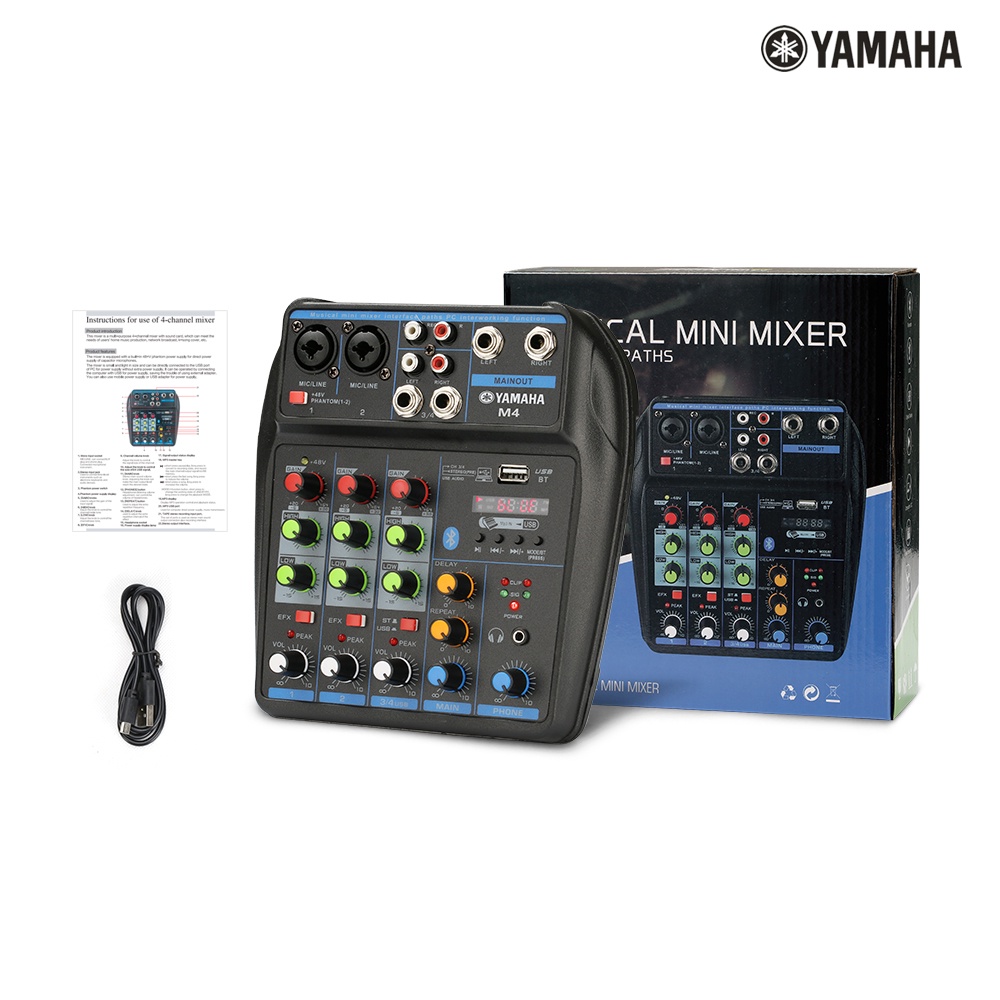 Mixer Audio  M4 USB/Electro Bluetooth 4 Channel mendukung penyetelan mobil 12V