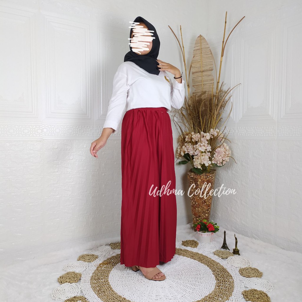 (COD) ROK PLISKET IMPORT/ROK REMPEL LIPATAN BESAR FLARE MAXI SKIRT