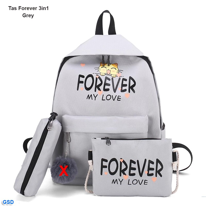 Tas forever 3in1/ransel+tas selempang+cluth multifungsi/tas backpack punggung perempuan murah