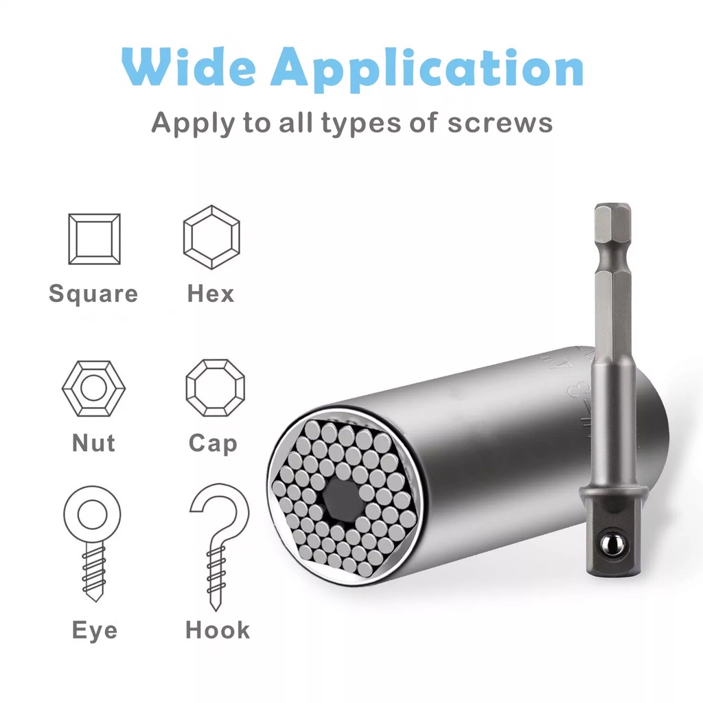 YGRETTE - Gator Grip Universal Socket Bolt Set - ETC-200 / Kunci Pas - Silver Ring Berbagai ukuran