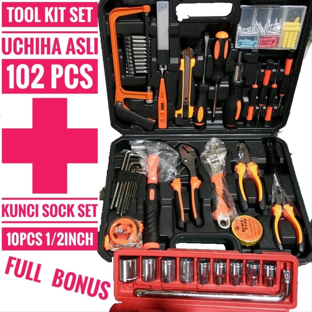 tool kit 102pcs full set Toolset Toolkit Toolbox box uchiha asli