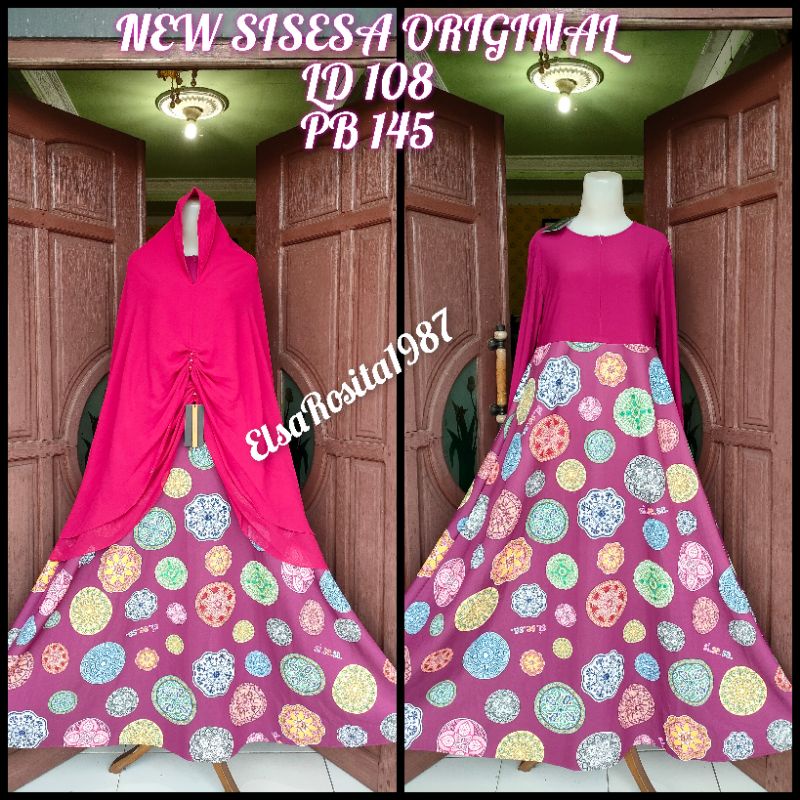 BIG SALE  NEW SISESA 1 SET HAMIMAH DRESS RASPBERRY DAN KHIMAR FAIZAH SWAR DEEP FUCHSIA