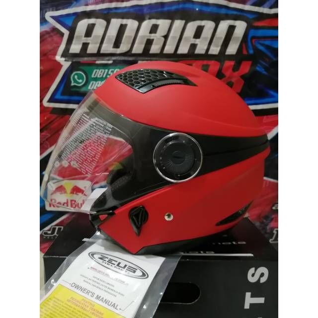 HELM ZEUS 610 MATT RED DOUBLE VISOR HELM TOURING ZEUS 610 MERAH DOFF ORIGINAL MURAH HELM PCX NMAX
