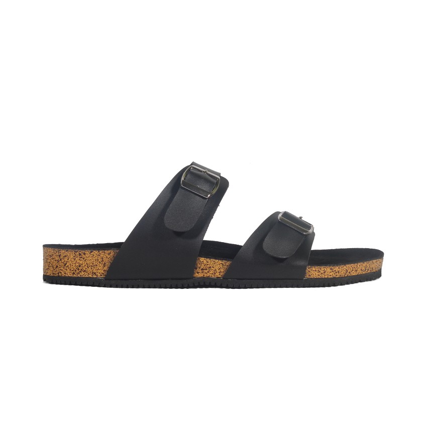 XANDER FULL BLACK |FORIND x Zensa| Sendal Jepit Tali Kulit Simpel Kayu Pria/Cowo/Men Sandal Footwear