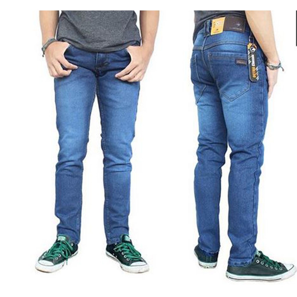 Celana Jeans Panjang Pria Model Slimfit Melar Bagus Tebal Harian Dingin Kerja Kantoran