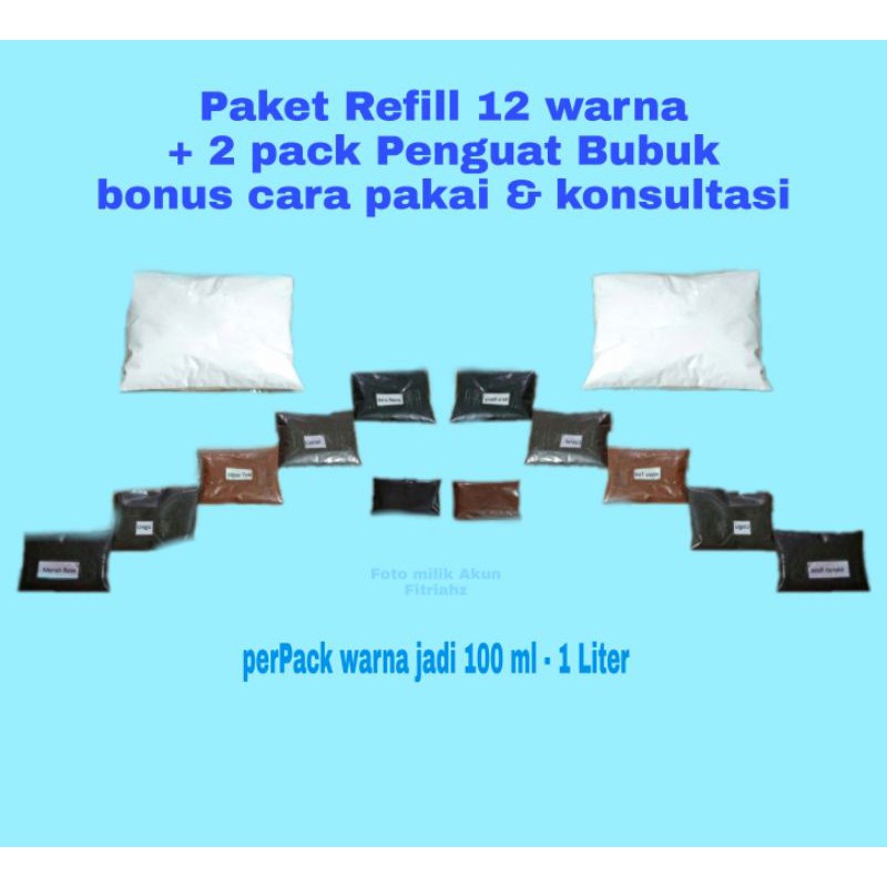 Refill Bubuk Pewarna Tekstil Paketan 12/5 warna Tiedye/shibori