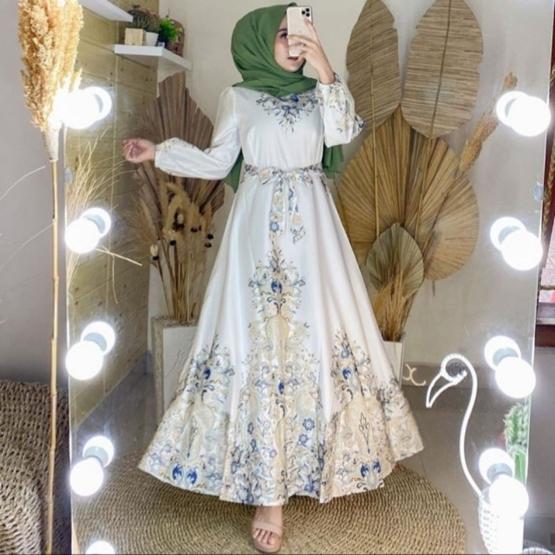 MDLV ~ BM 7191 IVORY MAXI // GAMIS IMPORT // FASHION MUSLIM // FASHION IMPORT WANITA