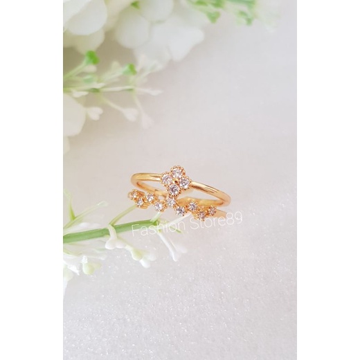 Ready Cincin Replica emas Xuping 2lapis bunga lingkar permata import bestseller xuping