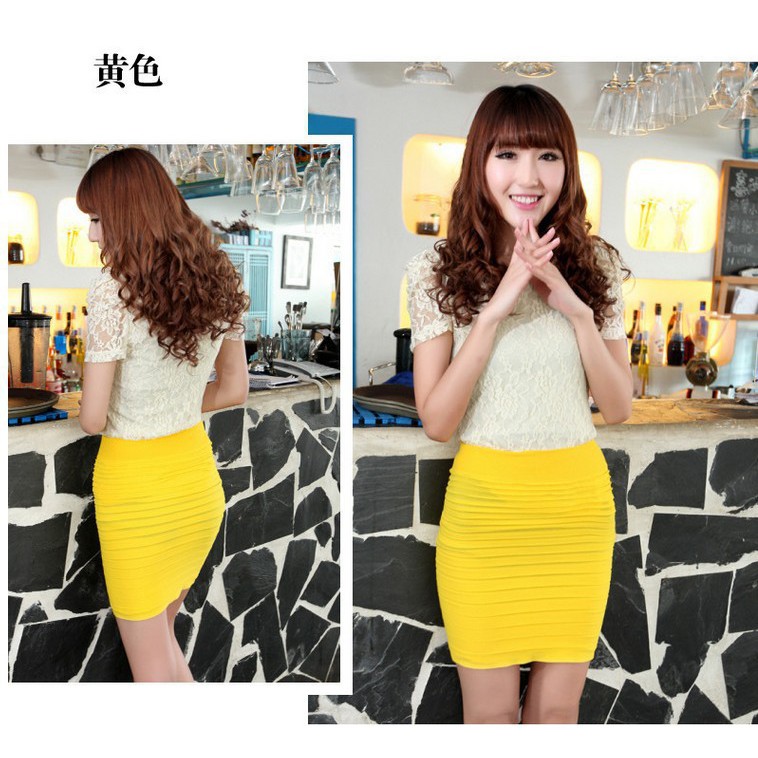 Candy color skirt summer season half-length A-line skirt one-line skirt stretch plus size short skir