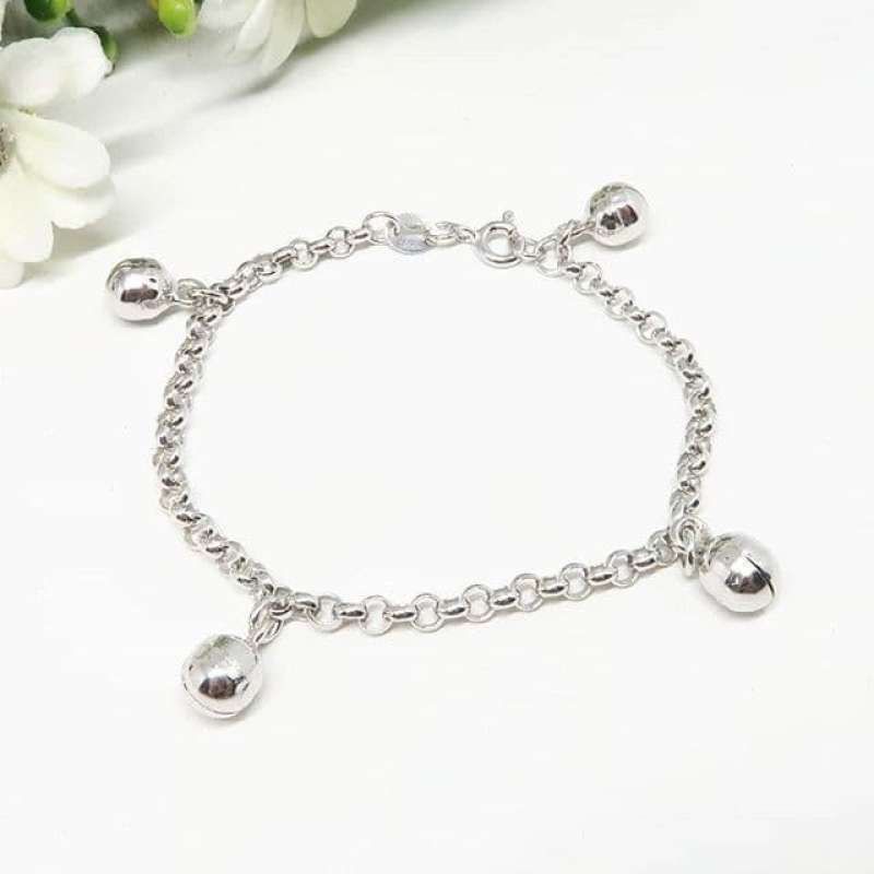 Gelang Rantai Fashion Anak Variasi mainan kerincing empat, perak Asli 925, Dilapiskan dengan emas pu