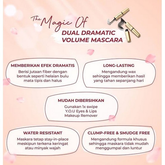 ✿ELYSABETHME✿ Y.O.U Dual dramatic maskara menebalkan bulu mata mascara tebal eyelash extension 300%