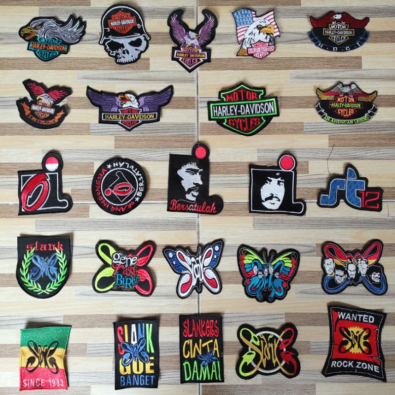 bordir stiker kain motif Harley davidson Slank Iwan fals ukuran sedang