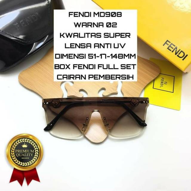 SUNGLASSES KACAMATA WANITA FENDI MD908 HITAM SUPER MEWAH FULL SET.