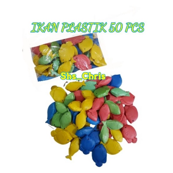 1 PAK IKAN PLASTIK/MAINAN IKAN PLASTIK TANPA MAGNIT